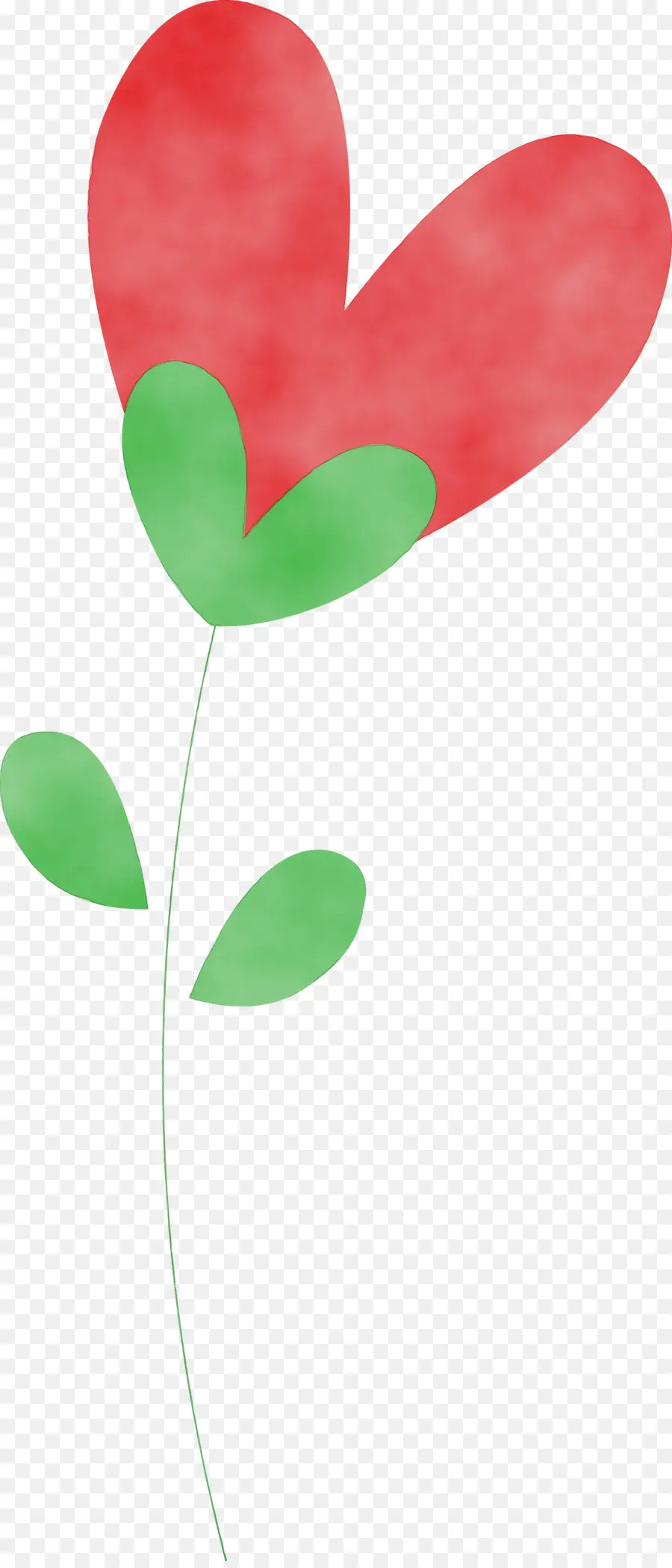 Fleur Rouge En Forme De Coeur，Feuilles PNG