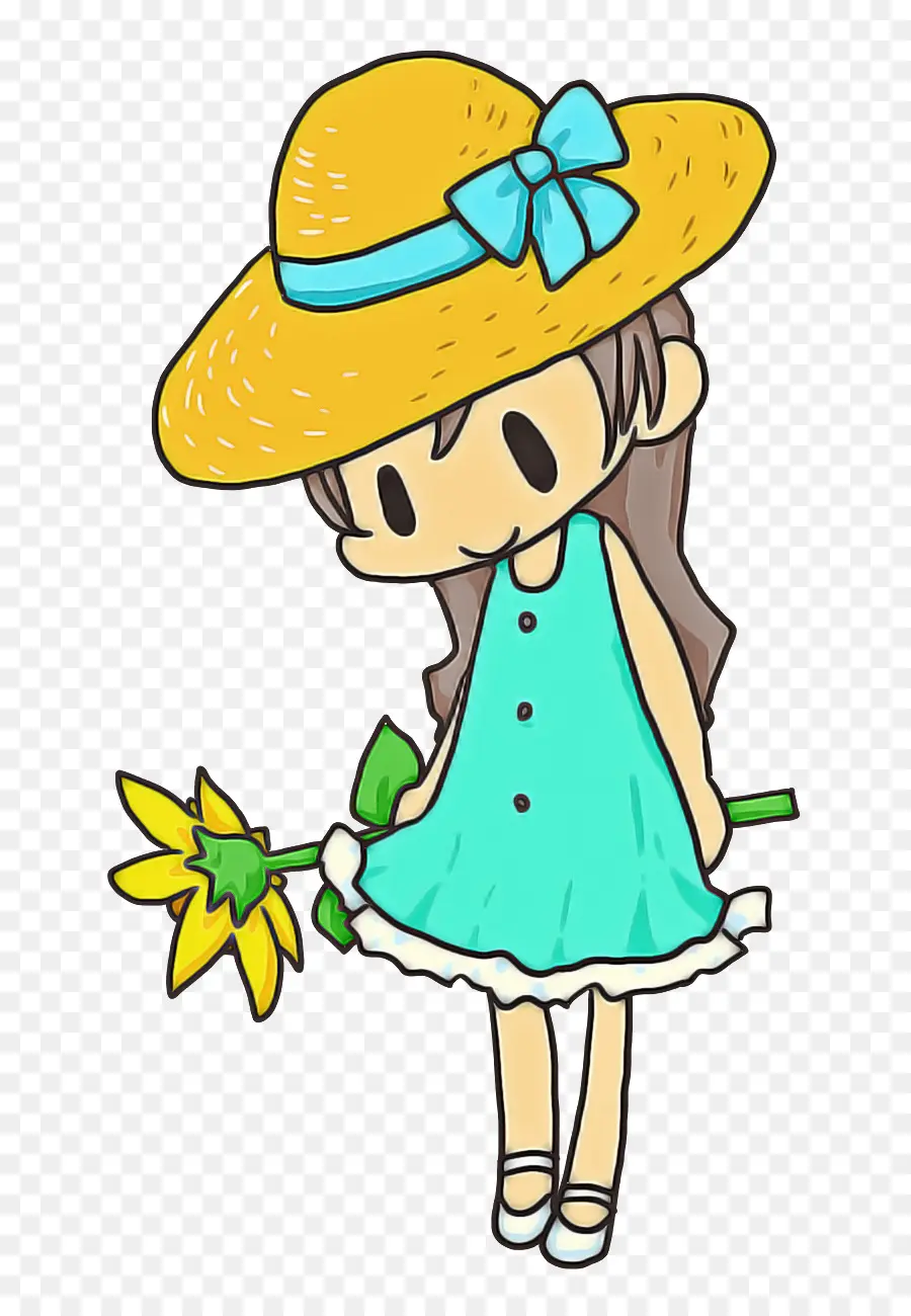 Fille Avec Tournesol，Chapeau PNG