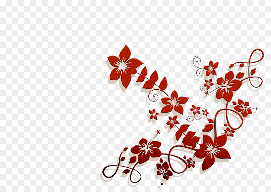 Motif Floral Rouge，Feuilles PNG