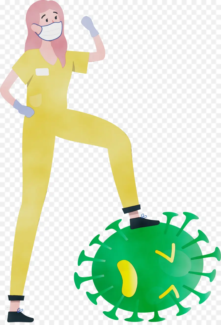 Infirmière Et Virus，Dessin Animé PNG