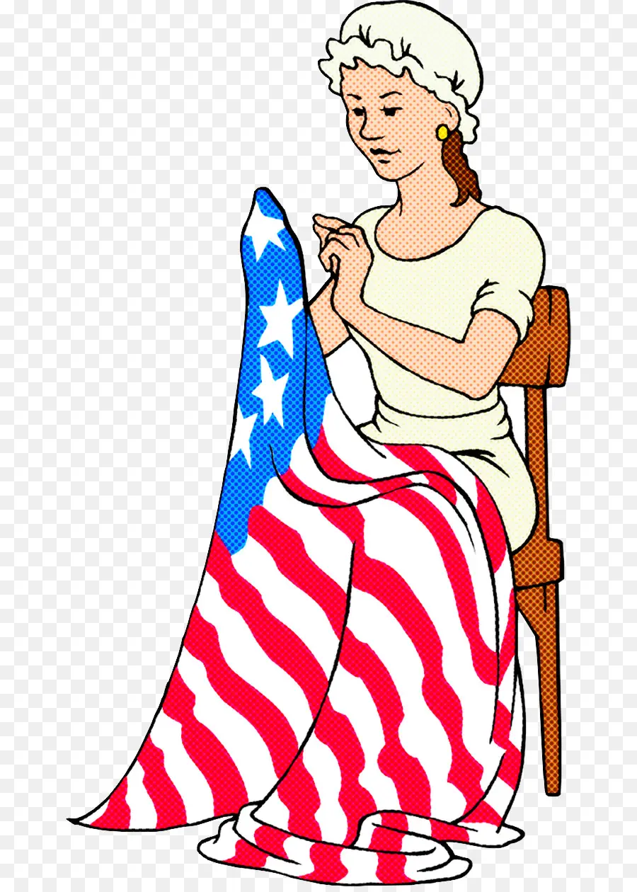 Femme Cousant Un Drapeau，Couture PNG