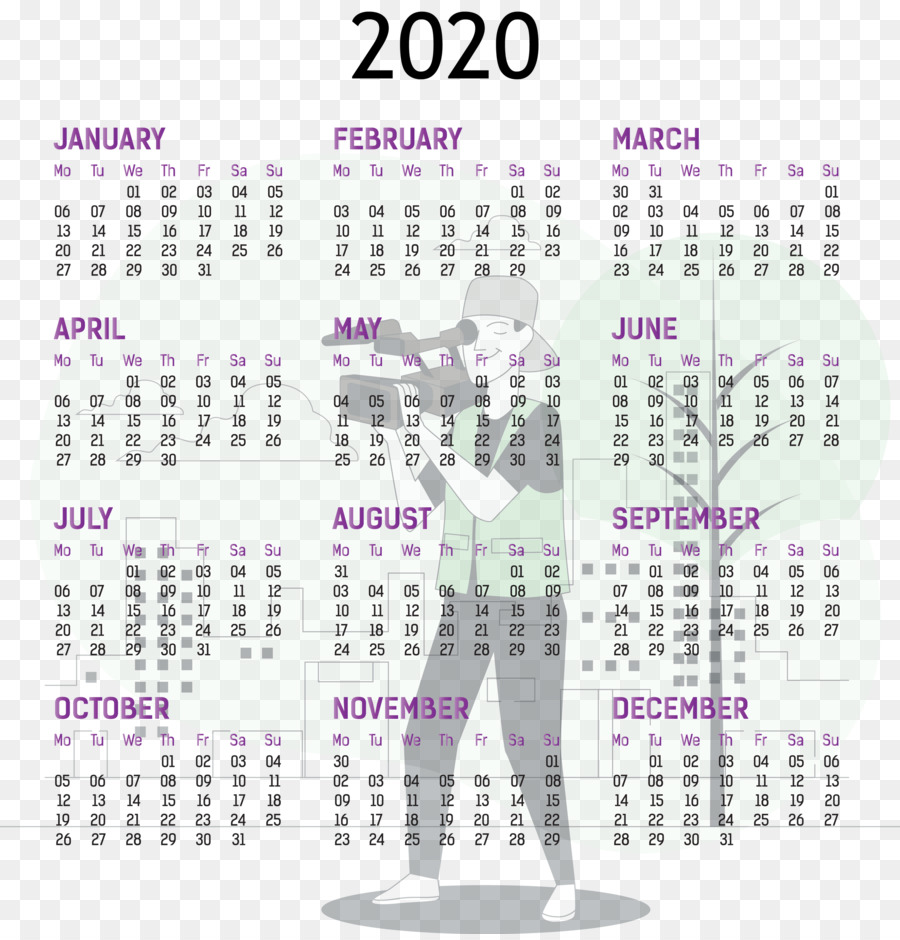 Calendrier 2020，Année PNG