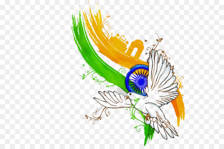 Colombe Aux Couleurs Du Drapeau Indien，Paix PNG