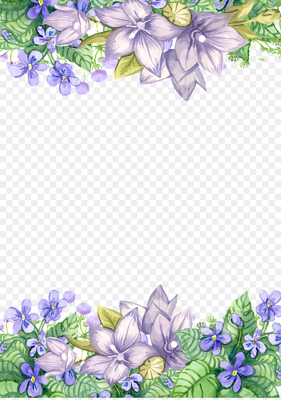 Bordure Florale，Fleurs Violettes PNG