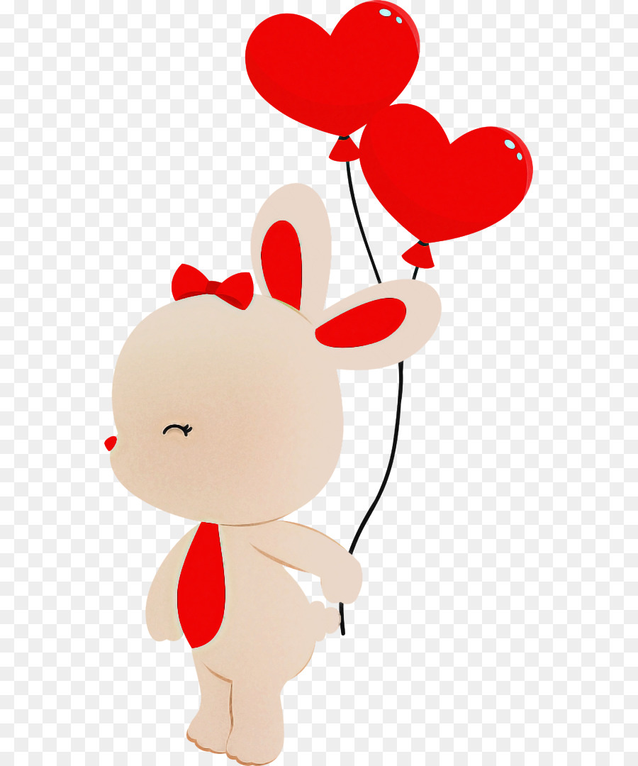 Lapin Mignon Avec Des Ballons，Ballons Rouges PNG