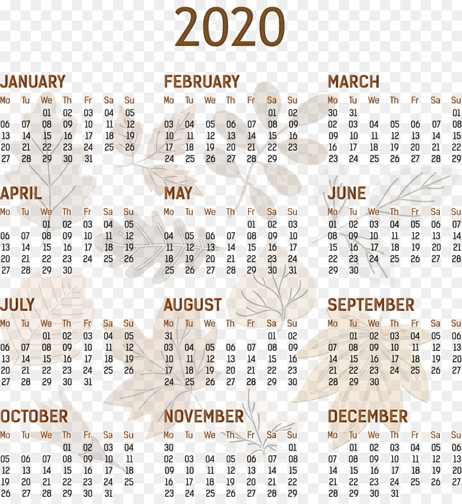 Calendrier，2020 PNG