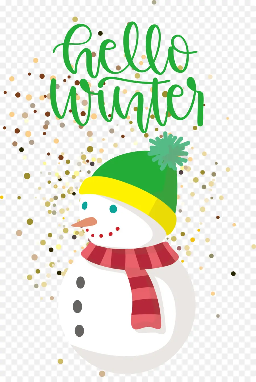 Bonhomme De Neige Avec Chapeau Vert，Foulard PNG