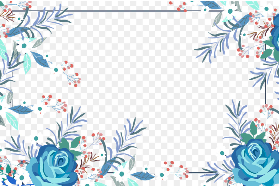 Cadre Floral，Fleurs Bleues PNG