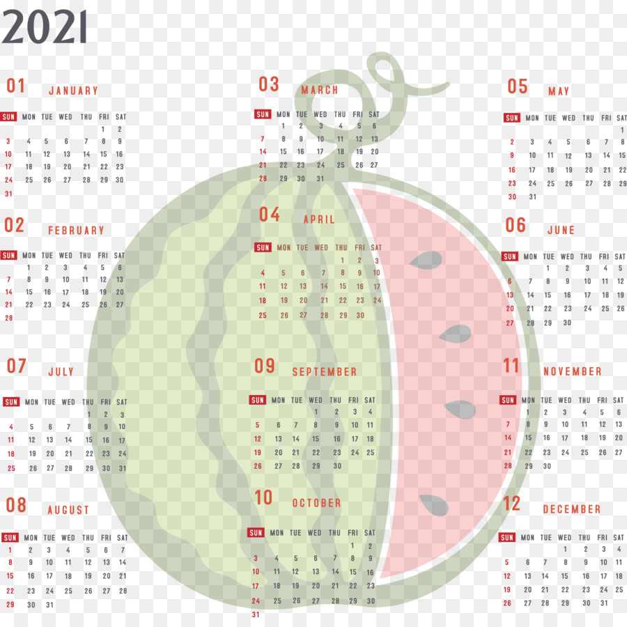 Calendrier 2021，Année PNG