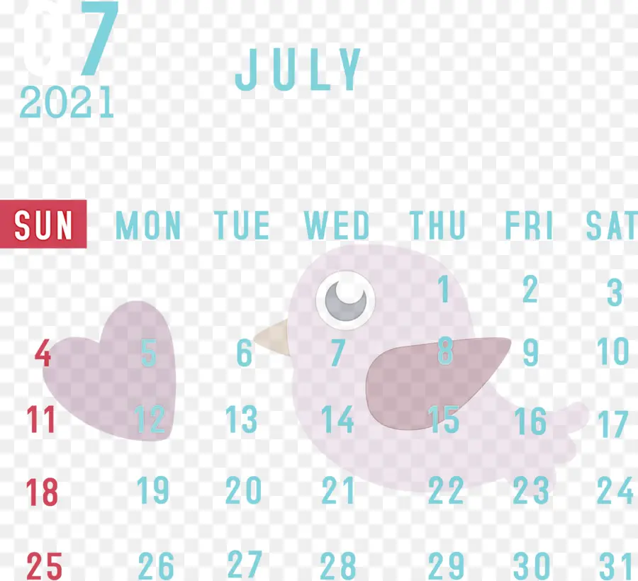 Calendrier De Juillet，2021 PNG