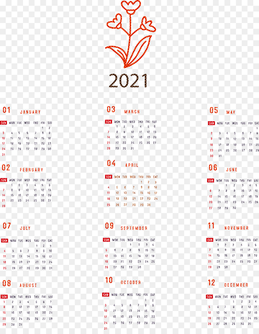 Calendrier 2021，Année PNG