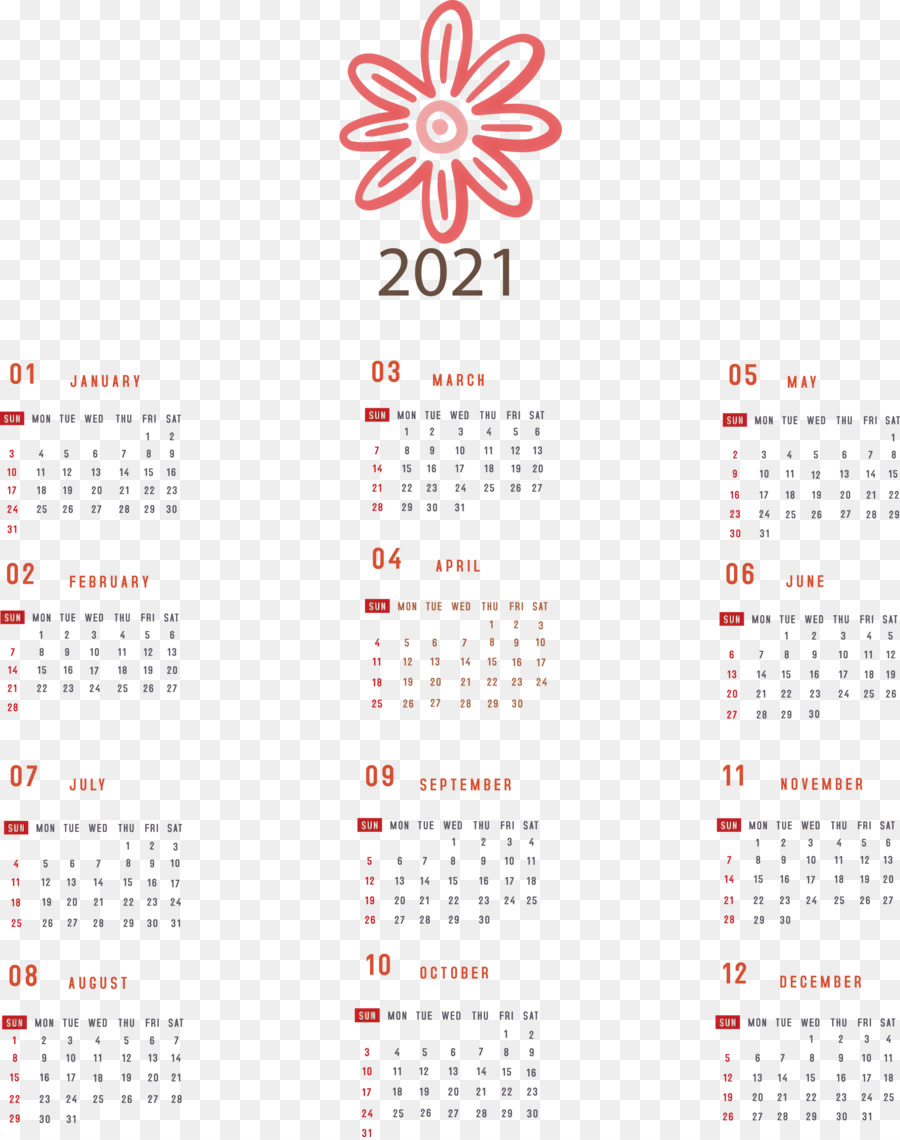 Calendrier 2021，Année PNG