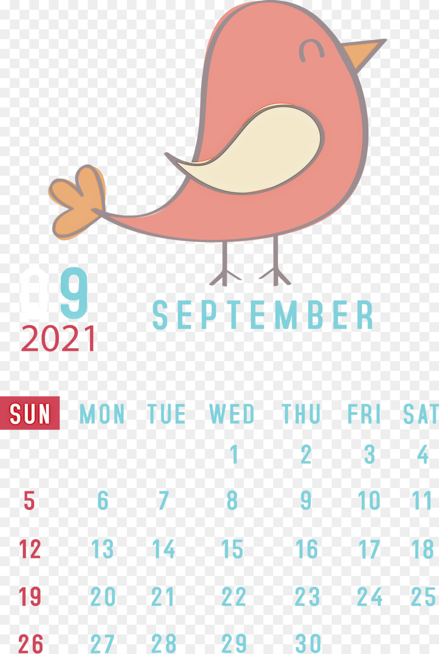 Calendrier De Septembre，Oiseau PNG