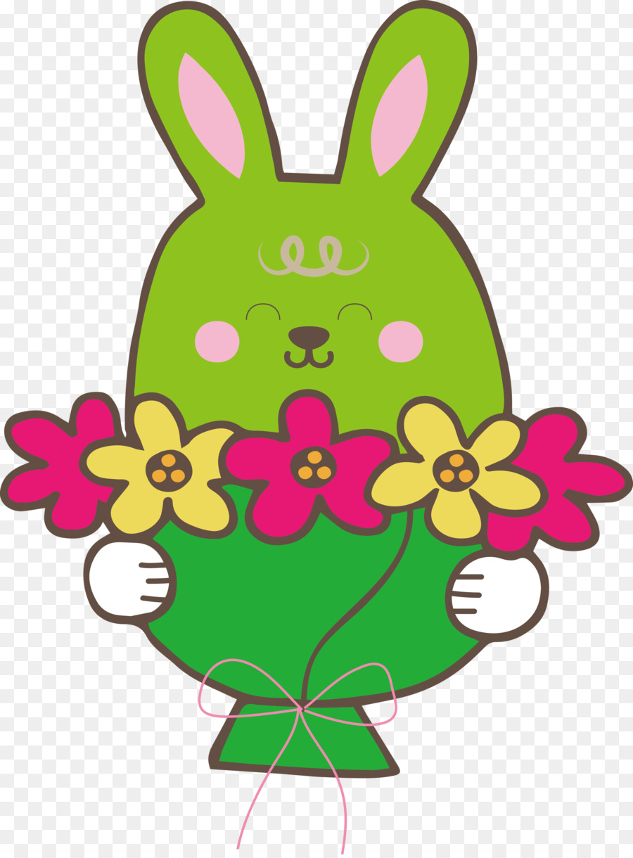 Lapin De Pâques，Design Floral PNG