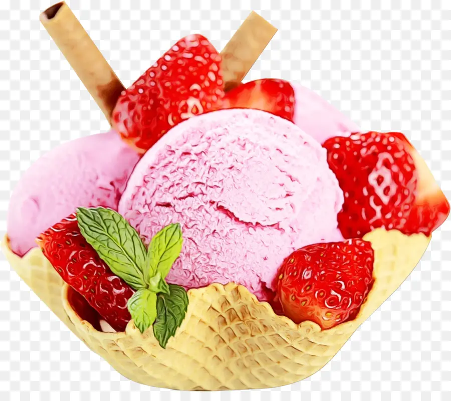 Glace à La Fraise，Dessert PNG