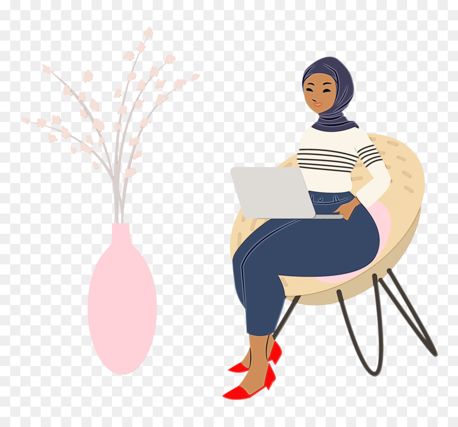 Femme Avec Ordinateur Portable，Fonctionnement PNG