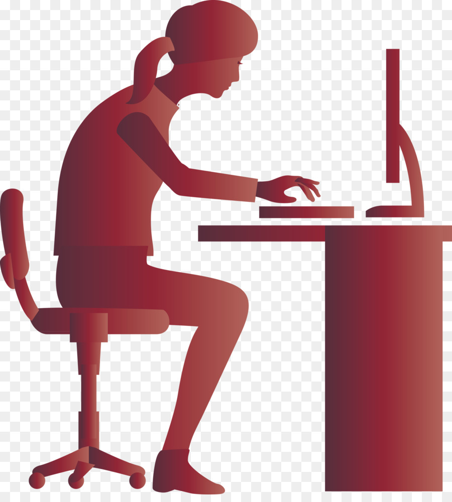 Femme Au Bureau，Ordinateur PNG