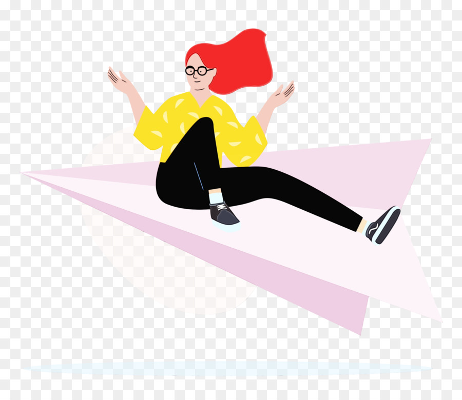 Femme Dans Un Avion En Papier，Vol PNG