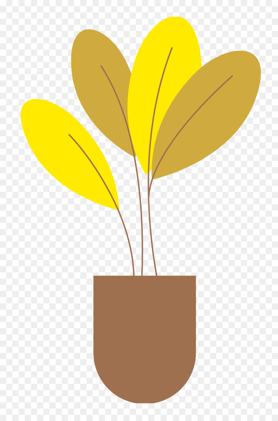 Feuilles De Coeur Jaune，Pot PNG