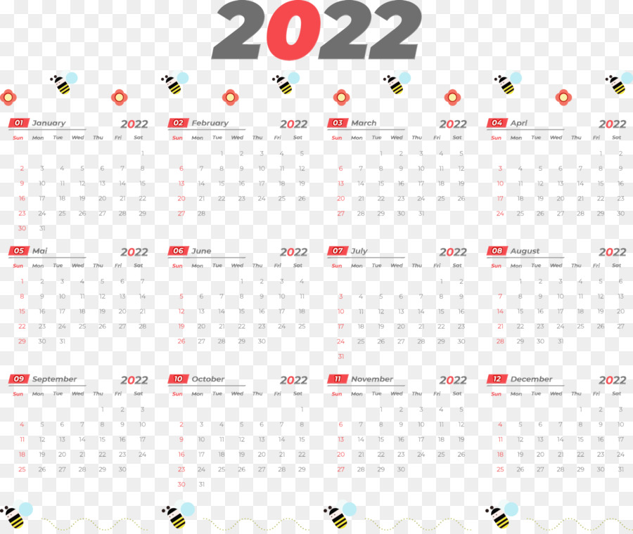 Calendrier 2022，Année PNG