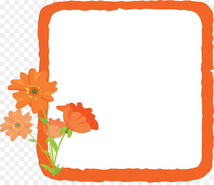 Cadre De Fleurs，Orange PNG