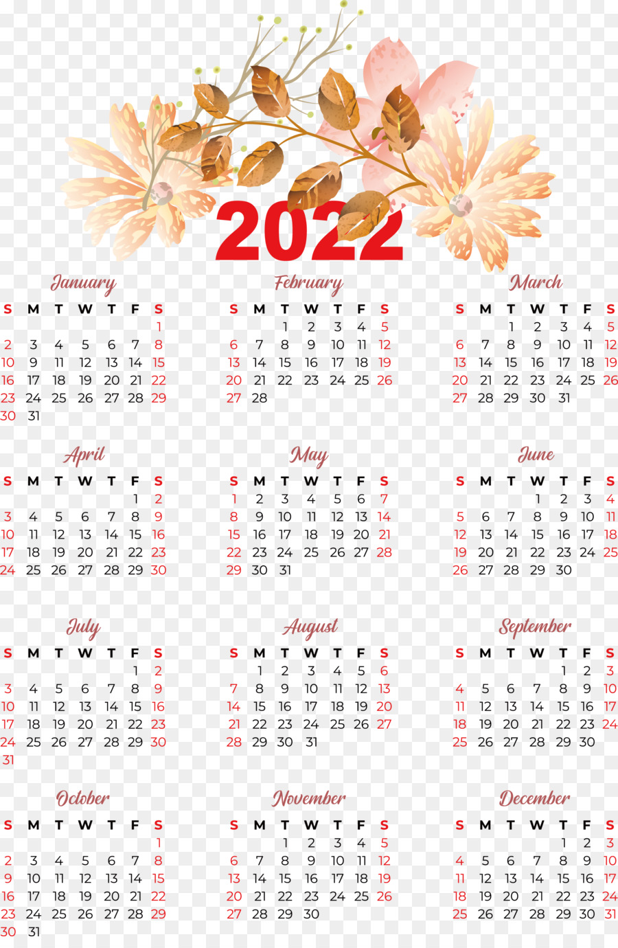 Calendrier 2022，Dates PNG