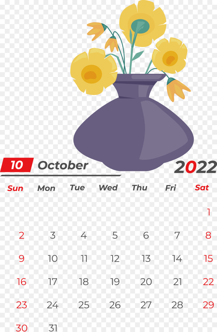 Calendrier D'octobre，2022 PNG