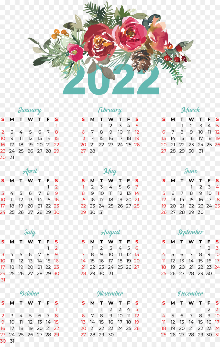 Calendrier 2022，Dates PNG