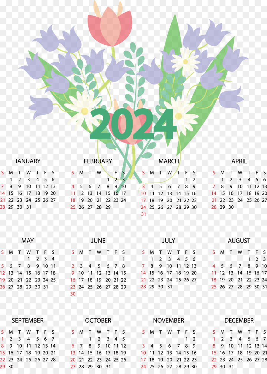 Calendrier 2024，Année PNG