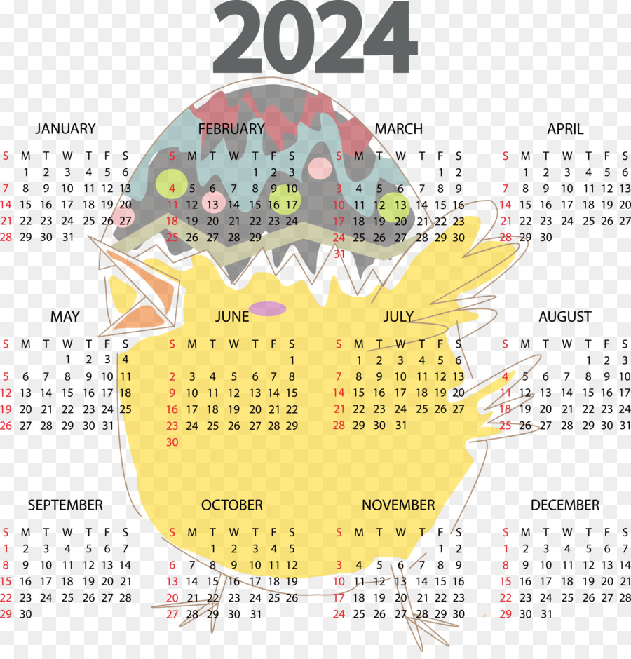 Calendrier 2024，Année PNG