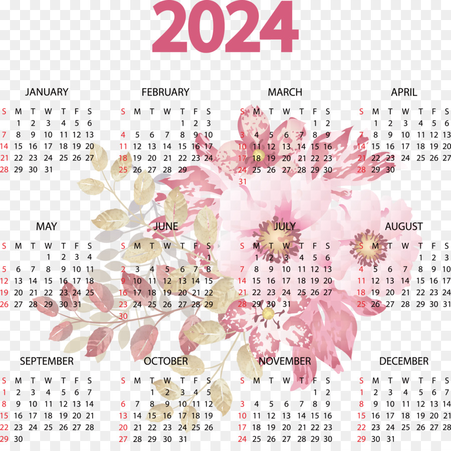 Calendrier 2024，Année PNG