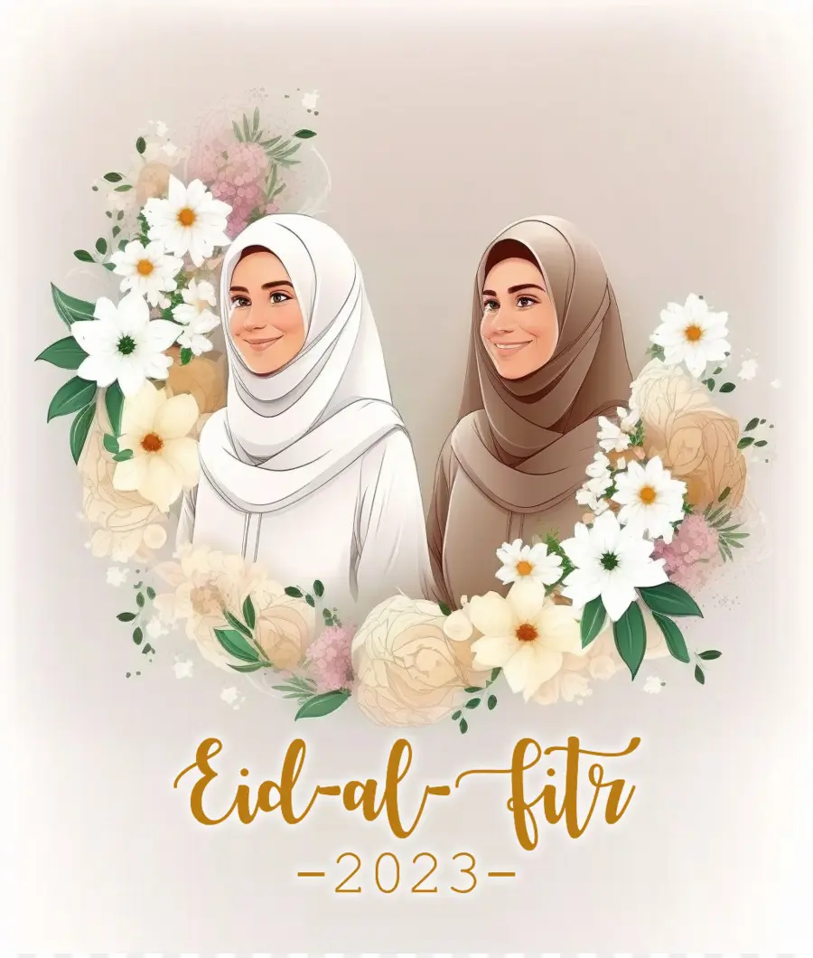 Aïd Al Fitr，Femmes Avec Des Fleurs PNG