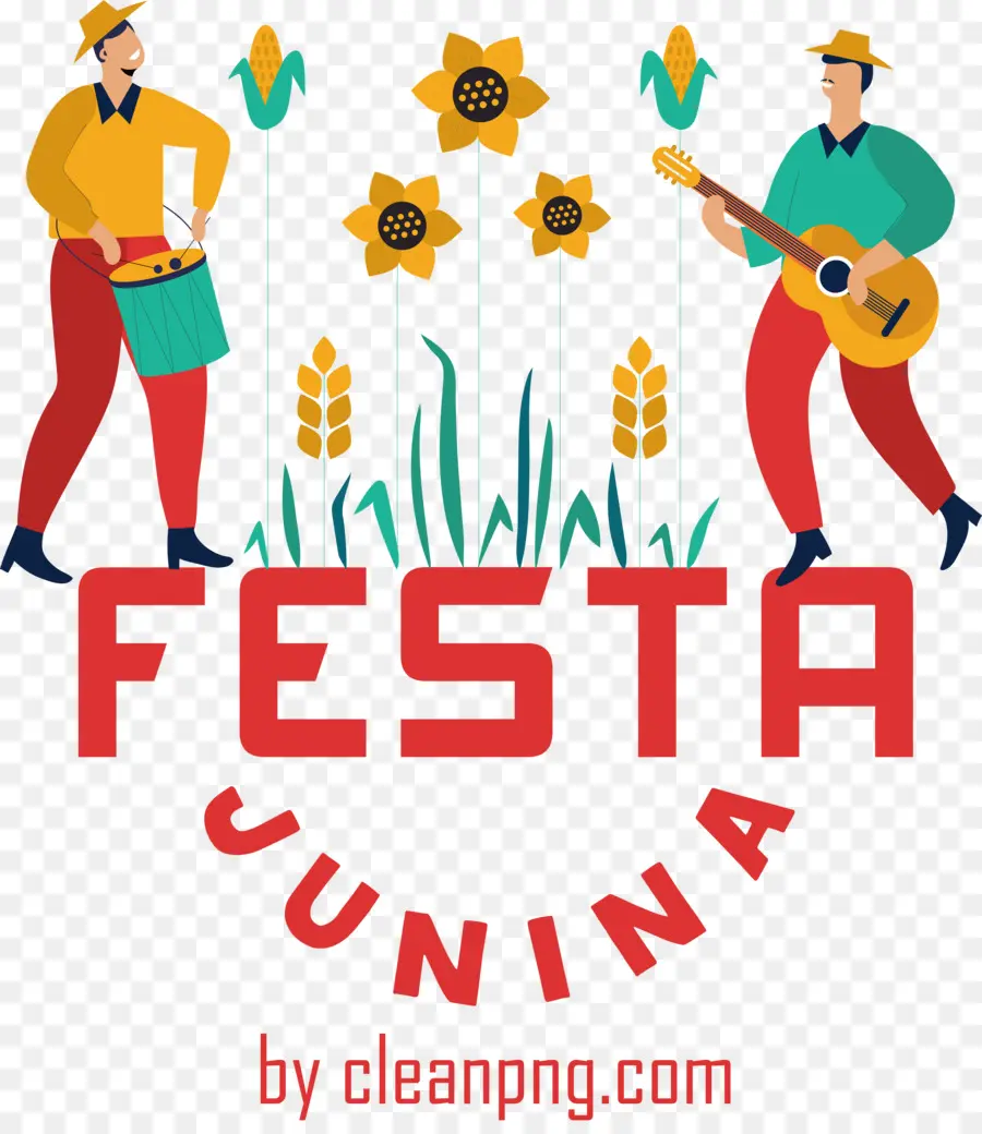 Fête Junina，Musiciens Et Tournesols PNG