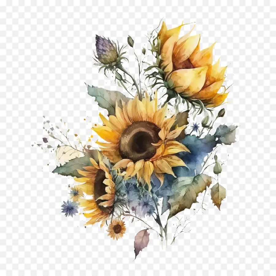 Arrangement De Tournesol Aquarelle，Arrangement De Tournesol PNG