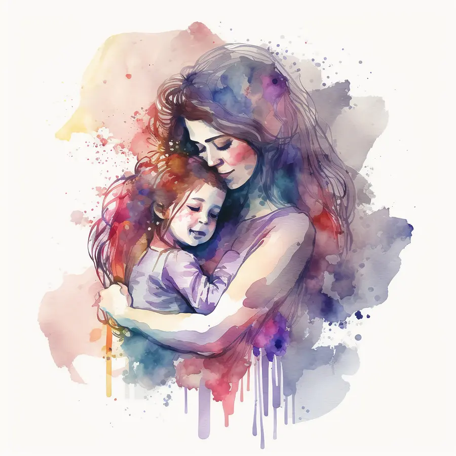 Aquarelle，Mère Et Enfant PNG