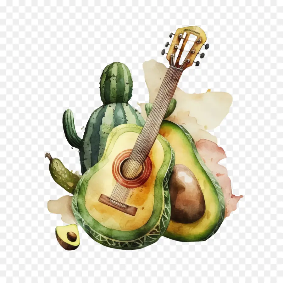 Cinco De Mayo，Guitare Et Avocat PNG