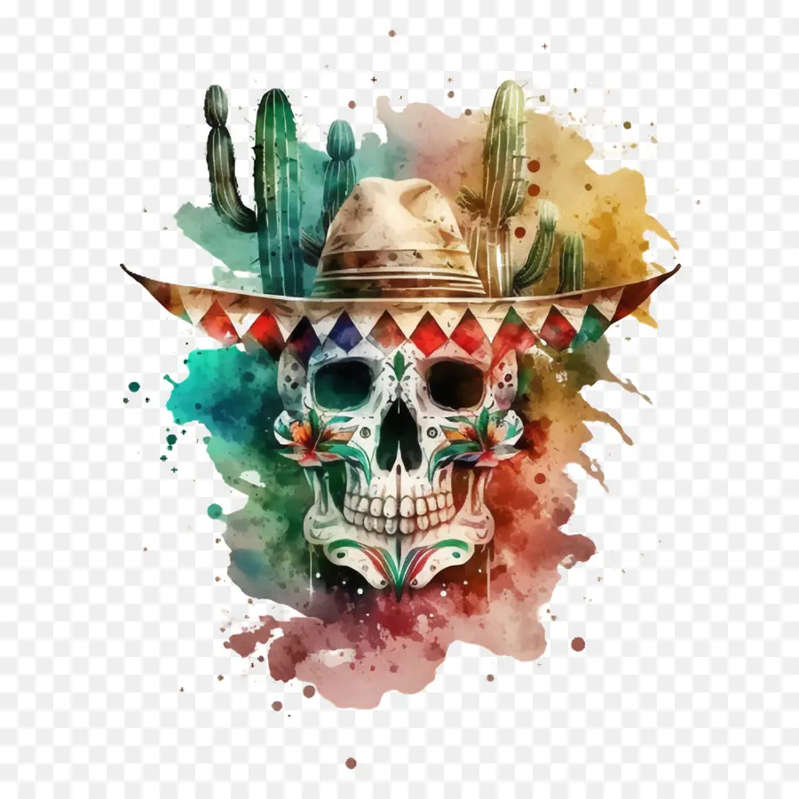 Cinco De Mayo，Crâne Avec Chapeau PNG