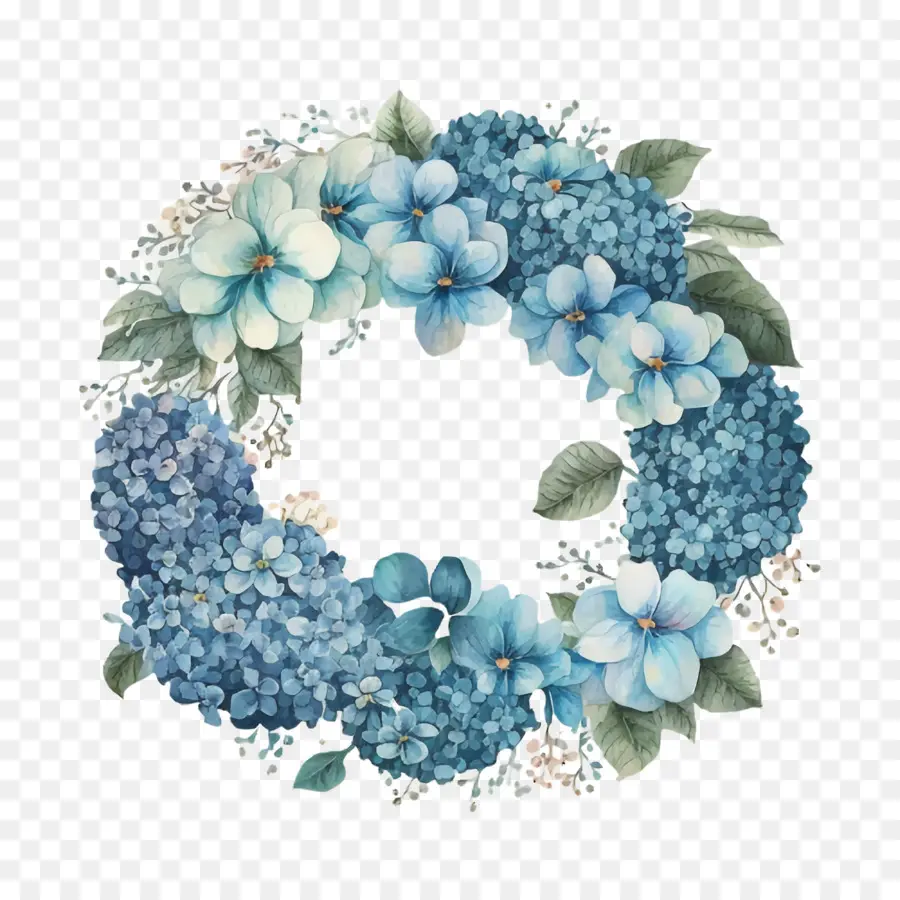 Aquarelle Hortensia，Bleu Hortensia PNG