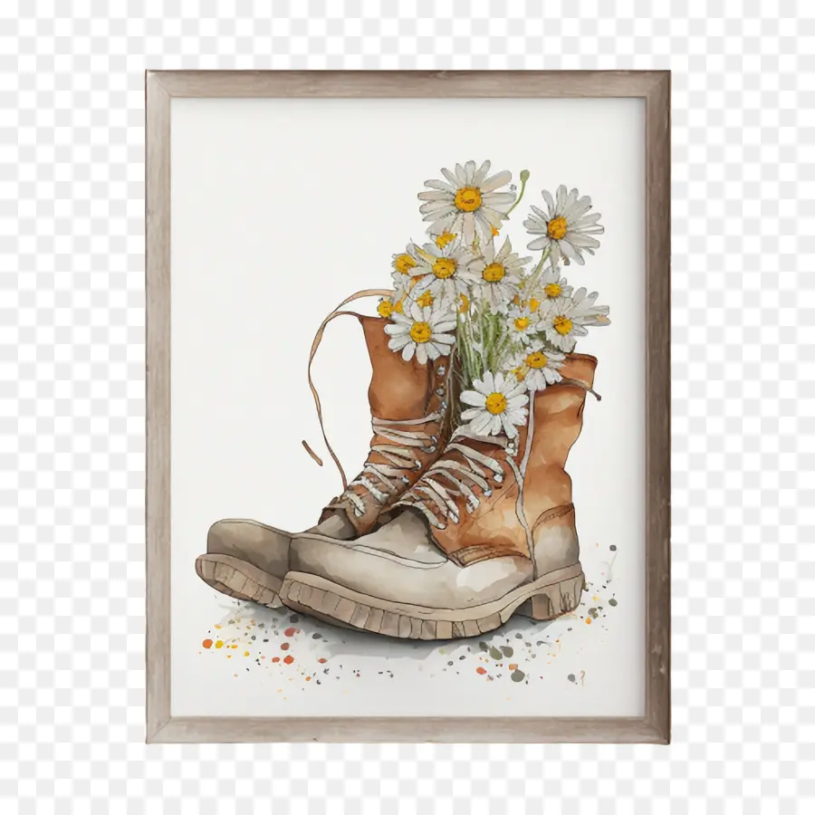 Marguerite Aquarelle，Bottes à Fleurs PNG