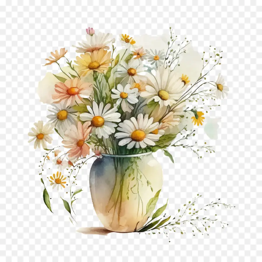 Aquarelle Daisy，Bouquet Marguerite PNG