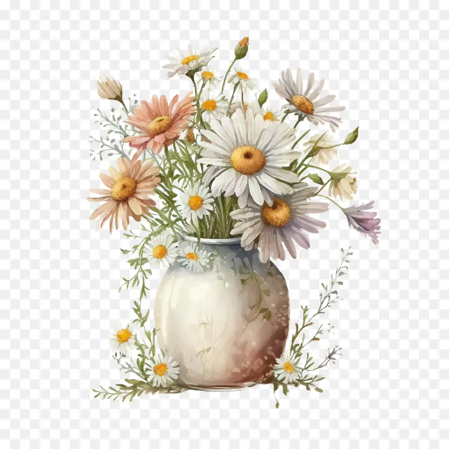 Aquarelle Daisy，Bouquet Marguerite PNG