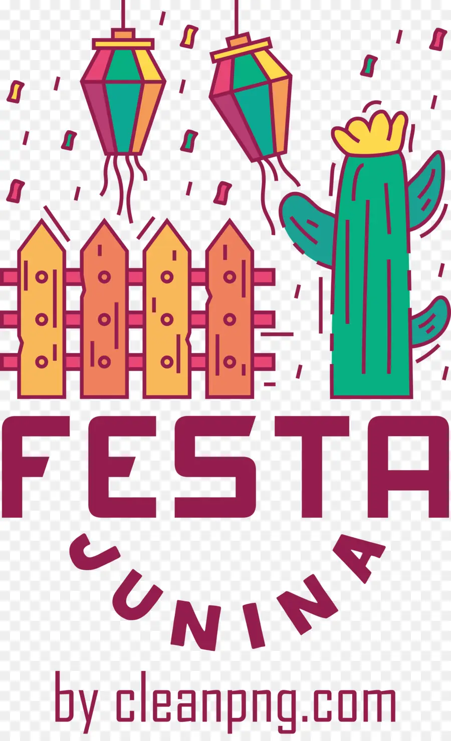 Fête Junina，Cactus Et Lanternes PNG