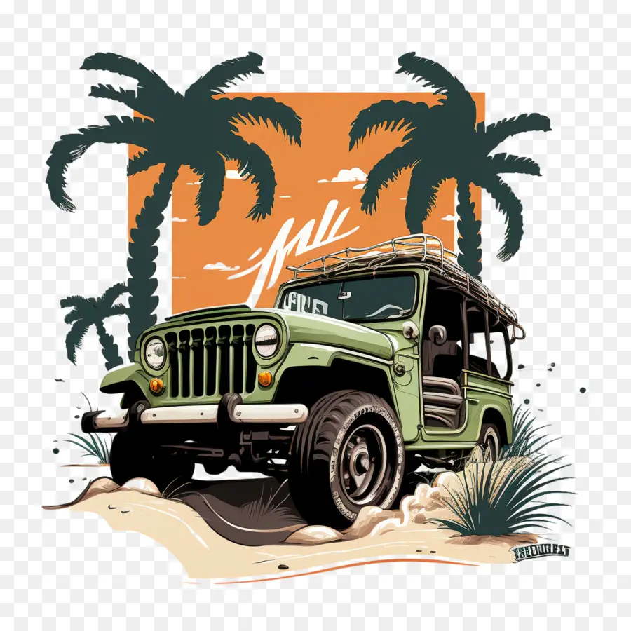 Dessin Animé Jeep，Palm PNG