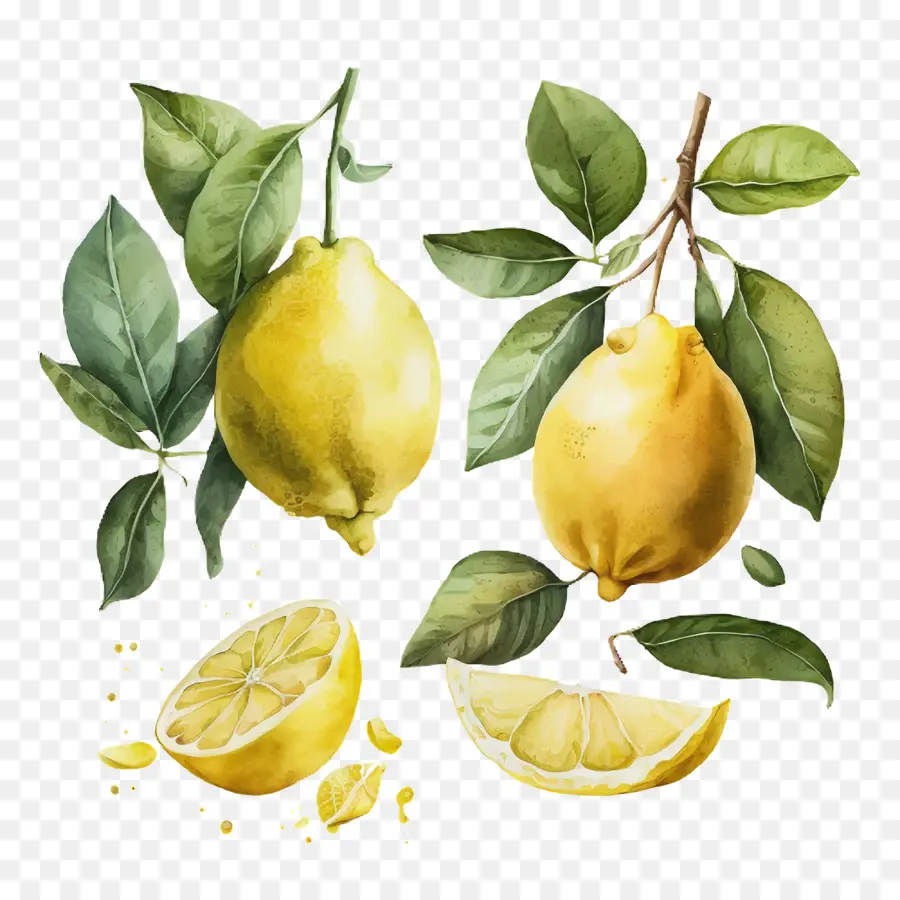 Aquarelle De Citron，Jaune Citron PNG