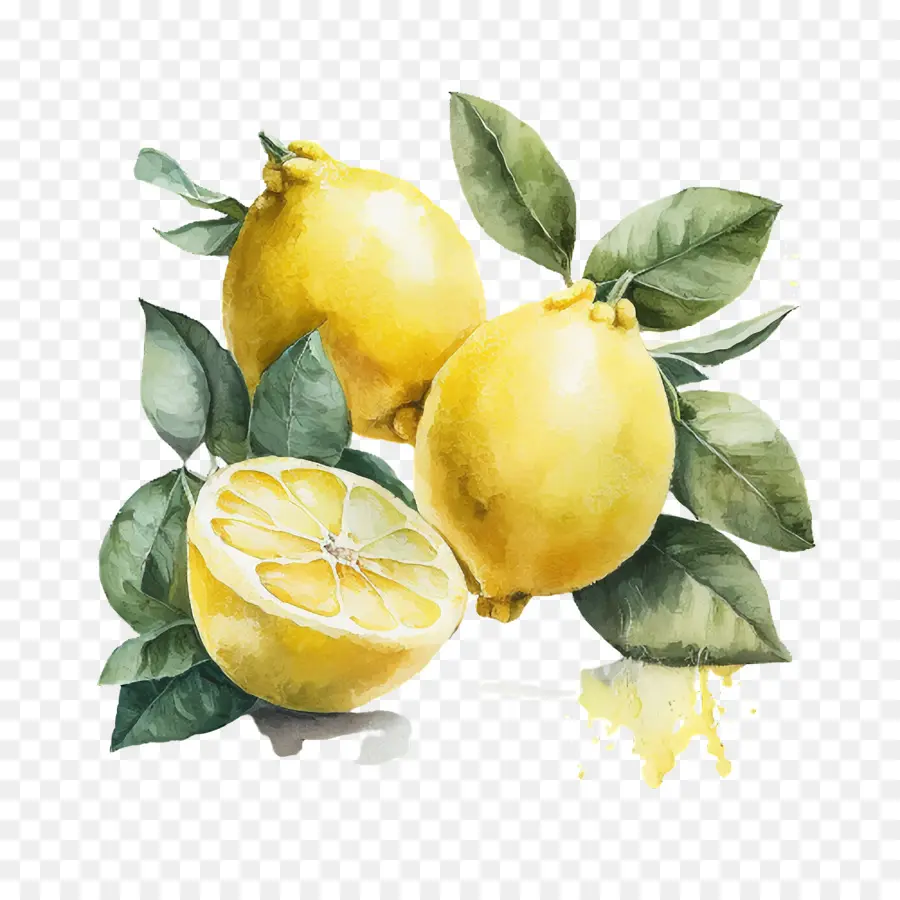 Aquarelle De Citron，Jaune Citron PNG