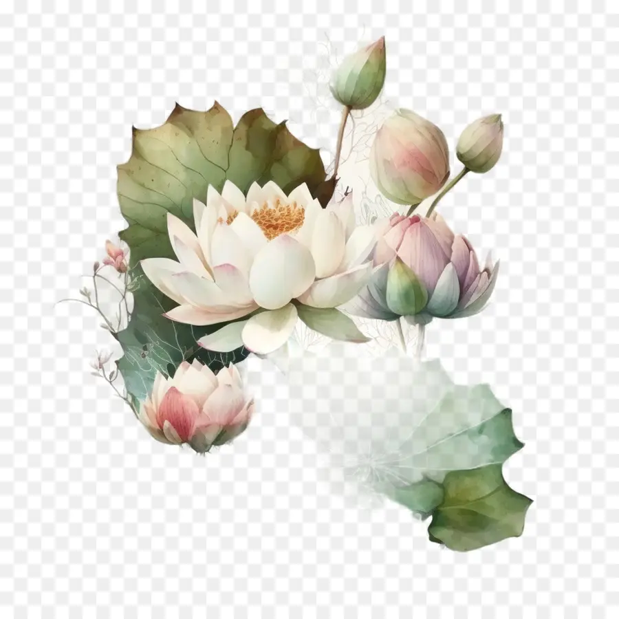 Aquarelle Lotus，Fleur De Lotus PNG