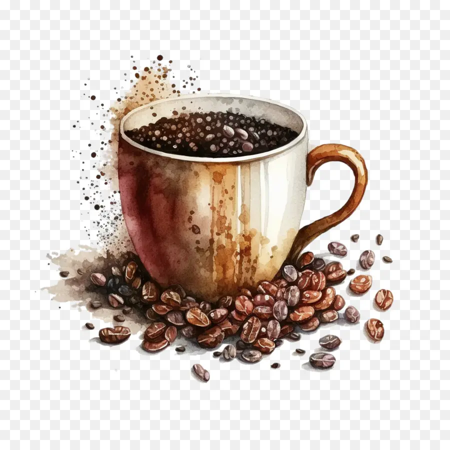 Les Grains De Café，Tasse à Café PNG