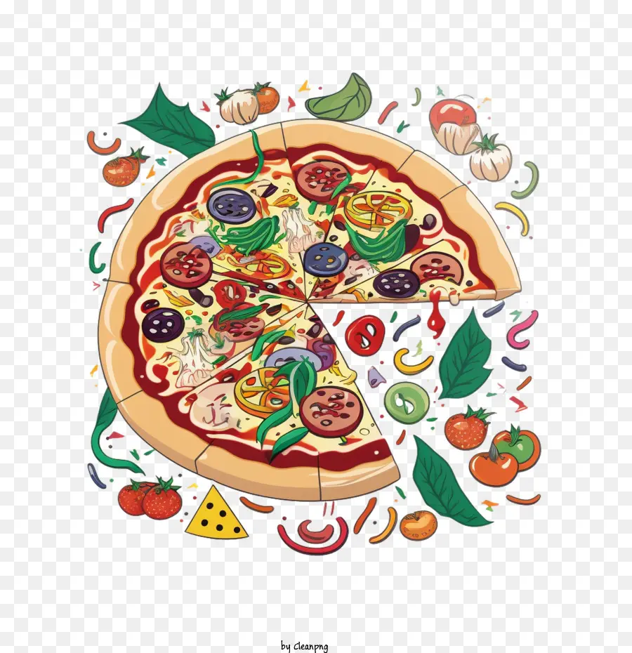 Couleurs De La Pizza Des Années 90，Dessin Animé Pizza PNG
