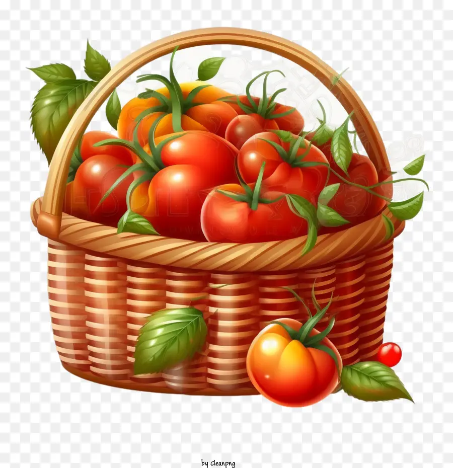 Dessin Animé Tomates，Panier En Osier PNG
