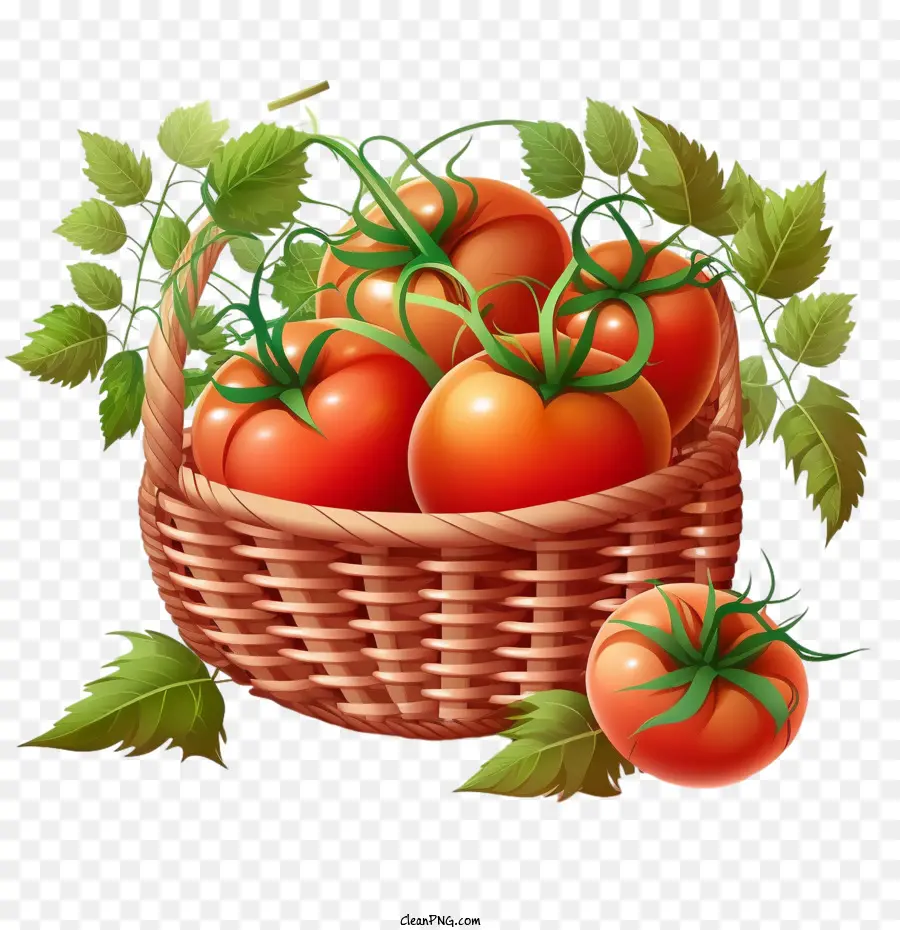 Dessin Animé Tomates，Panier En Osier PNG